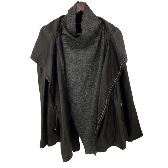 Emporio Armani Lamb Leather Combo Layered Jacket IT 56 US 46 - Picture 3 of 16